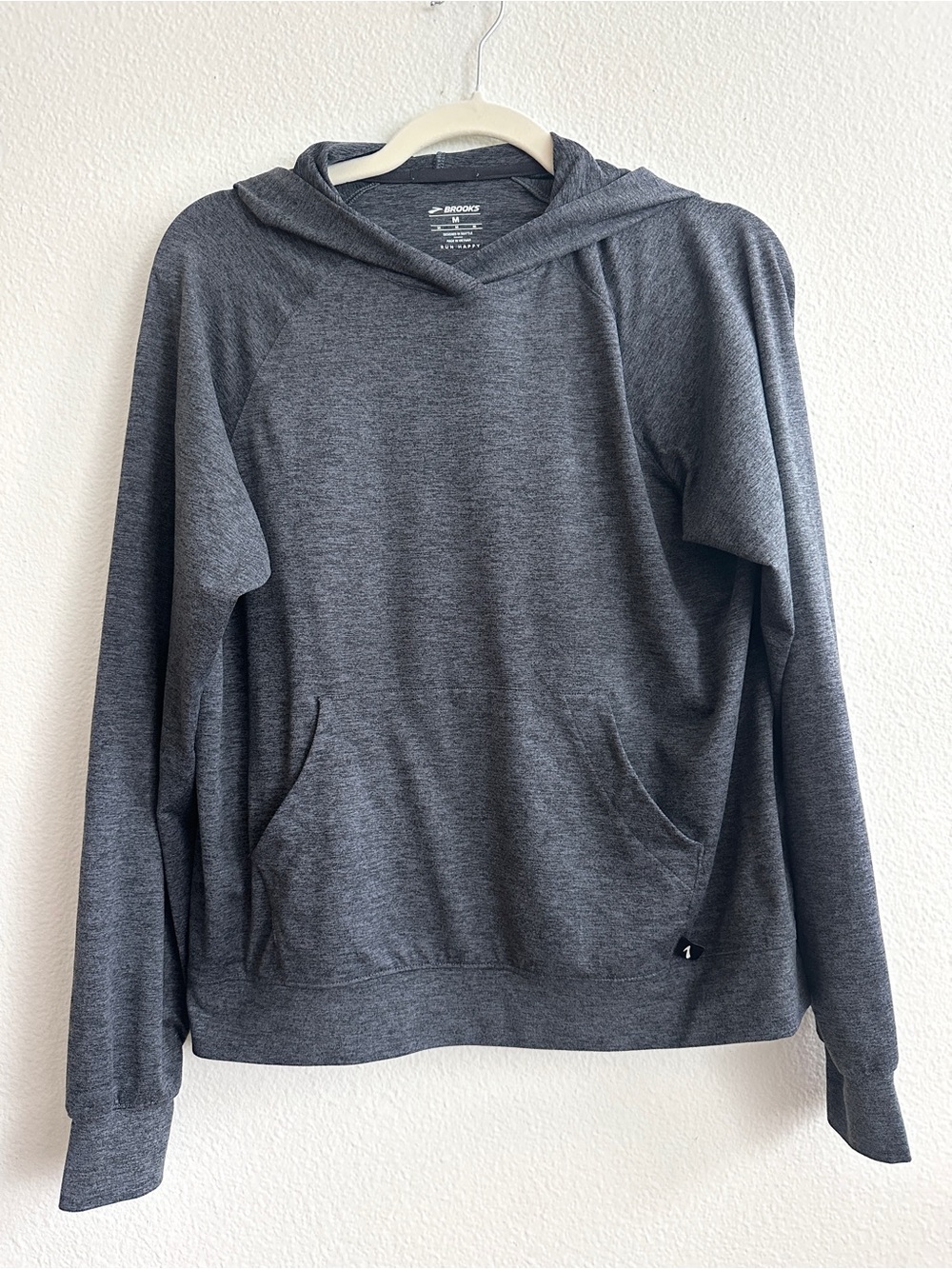 Brooks Womens Luxe Hoodie in Charcoal Heather (M) - LIKE NEW